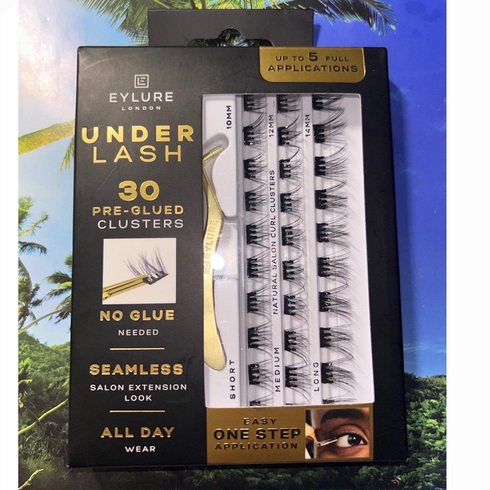Eylure London Under Lash 30 Pre-Glued Clusters Natural Salon Curl Kit Black